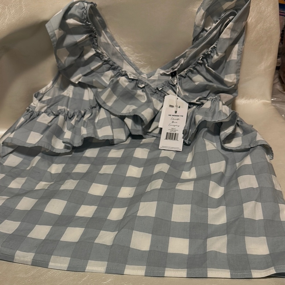 Blue Checkered Women's Top